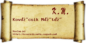 Kovácsik Máté névjegykártya