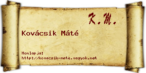 Kovácsik Máté névjegykártya