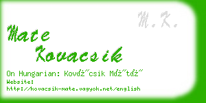 mate kovacsik business card